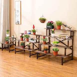 阳台花架室子防腐内木架2599质多肉花盆架绿萝多层花阶梯实木花架