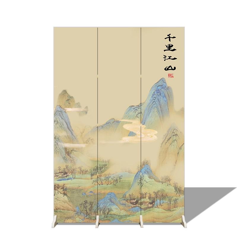 中式山水隔断屏风办公室玄关卧室折叠移动入户门家用屏风隔断客厅