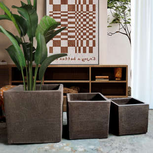 大号方形紫砂陶土花盆黑色素烧粗陶陶瓷陶罐庭院花盆种菜装饰摆