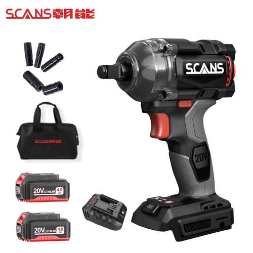 SCANS朝能20v无刷锂电冲击扳手架子工木工风炮汽修锂电工具S883