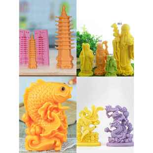 盐雕模具宝塔寿星鲤鱼立体创意生鱼片冷盘装饰酒店厨房盘装饰模具