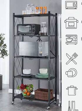 免安装简书架折叠置架厨房落地收易纳架家物用多储层物OMF架微波