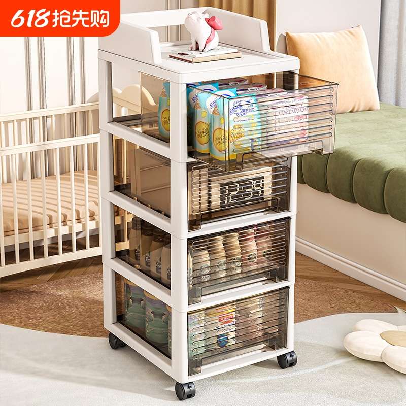婴儿用品置物架小推车可移动卧室床头抽屉储物柜宝宝喂养台收纳柜