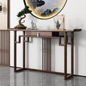 新中式 玄关桌中堂条案乌金木入户靠墙客厅供桌轻奢案几实木玄关柜