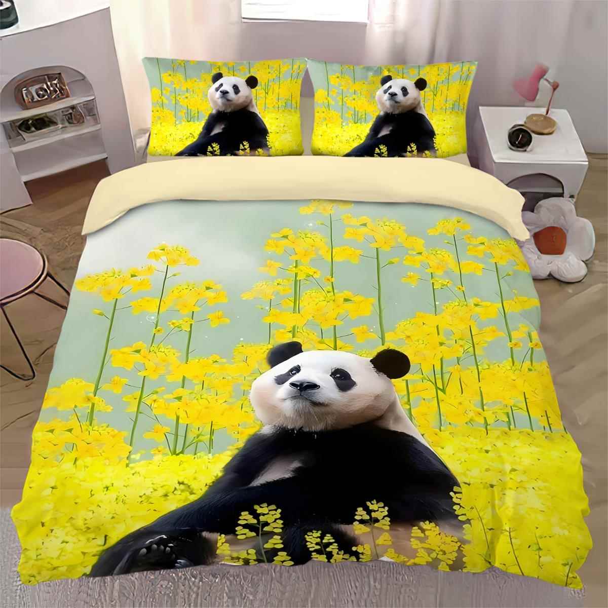 熊猫福宝花花萌兰床品纯