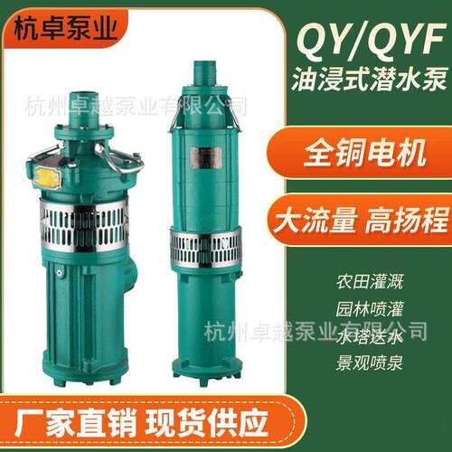 QY油浸式潜水电泵铸铁不锈钢扬程大流量农用工业三相380V油浸泵
