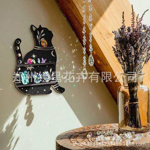 Cat Wall Crystal Shelf 水晶架子客厅置物架墙壁木制挂饰黑猫等