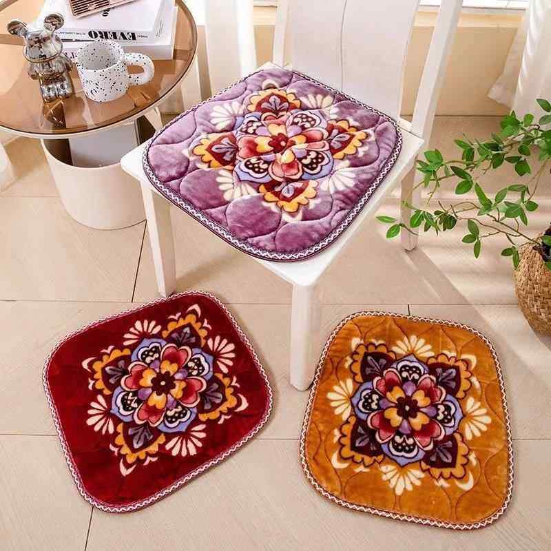 加厚毛绒坐垫冬季保暖办公防滑椅子垫家用沙发垫圆形