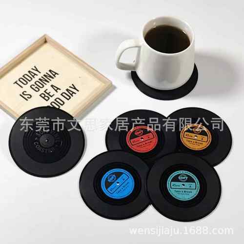 CD唱片杯垫硅胶咖啡隔热垫塑料家居用品印vinyl coaster