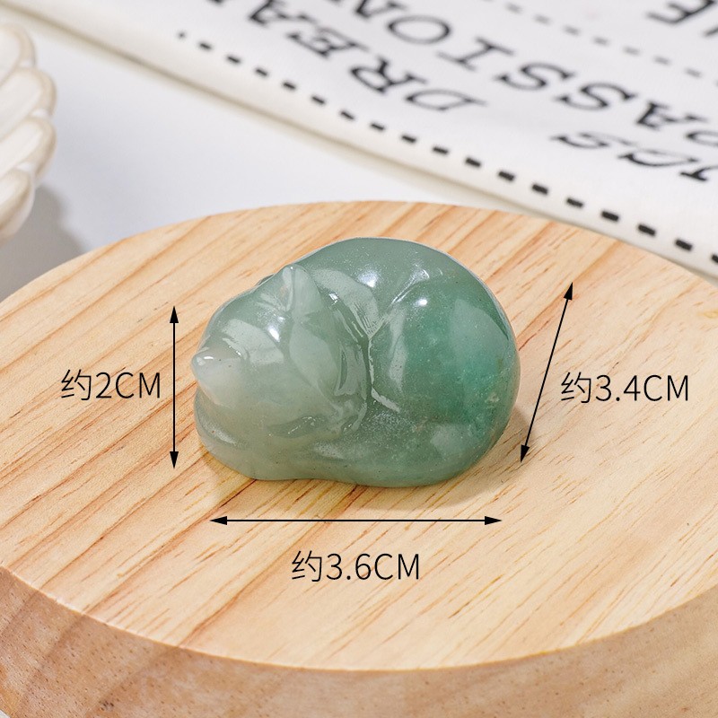 跨境天然水晶睡猫雕刻件 水晶原石半宝石水晶工艺品摆件