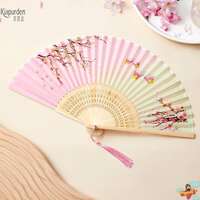 Solid-color folding fan, men's bamboo fan, cool practice fan. The body fan is a bold and imposing folding fan with a bamboo frame thumbnail 7