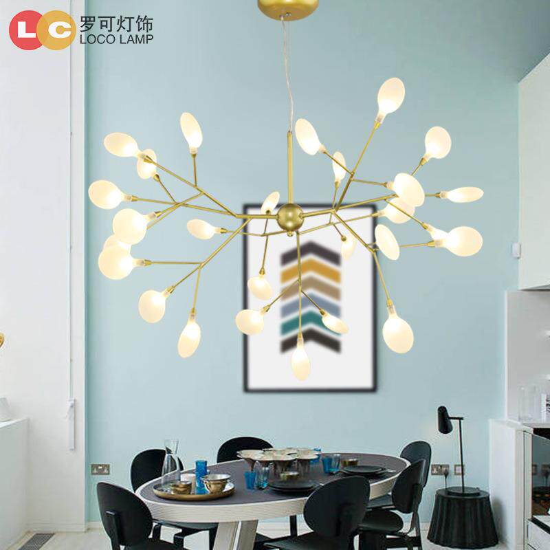 北欧萤火虫吊灯客厅餐厅灯具树枝家用简约卧室复古风极简极简风