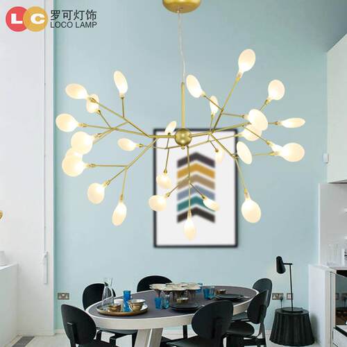 北欧萤火虫吊灯客厅餐厅灯具树枝家用简约卧室复古风极简极简风