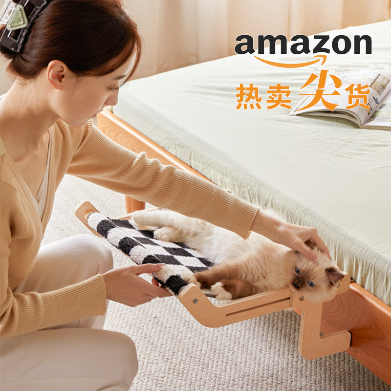 爆款悬浮猫吊床窗户悬挂式实木猫窝猫咪晒太阳挂床四季通用