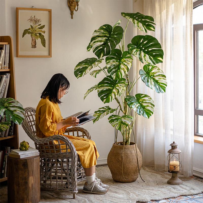 仿真绿植龟背竹阳台大型植物盆景客厅办公室室内落地假树装饰摆件