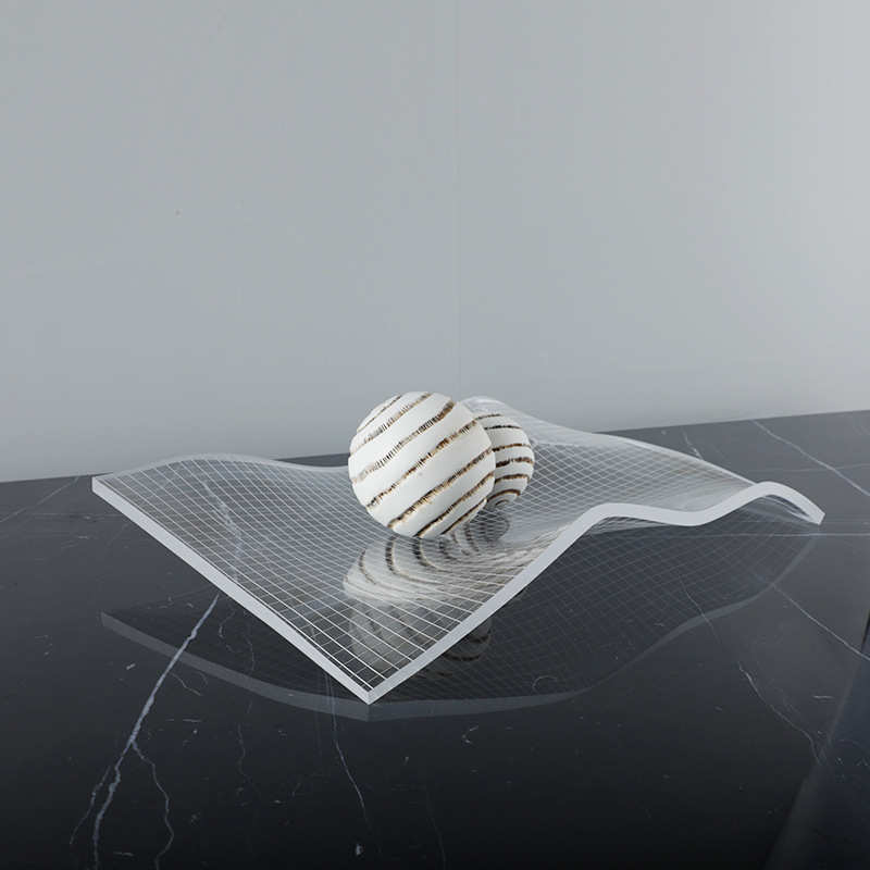 摆件现代盆网格样板房售楼处大堂收纳简约透明创意果盘果客厅桌面