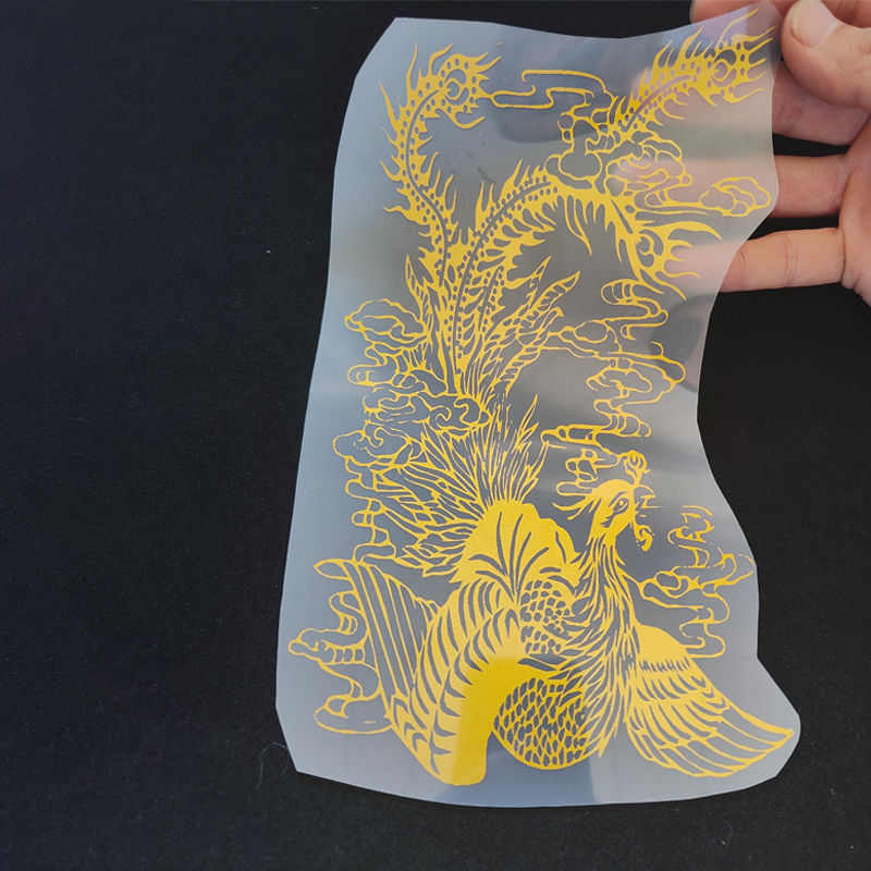 新款中国风热转印烫画金色龙图案唐装校服龙图腾元素烫画胶片印花