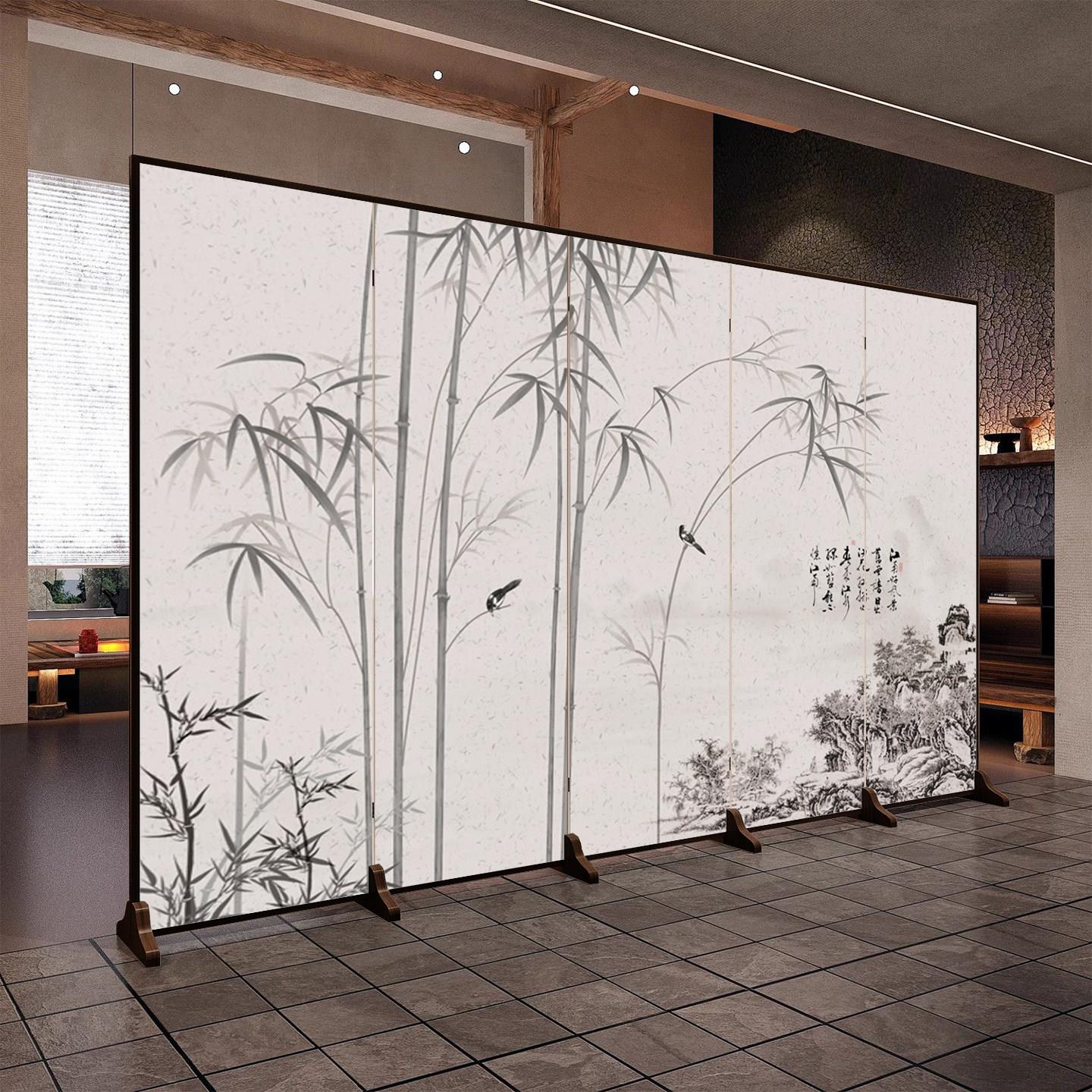 新中式古风屏风隔断客厅玄关遮挡入户办公室折叠移动定制装饰折屏