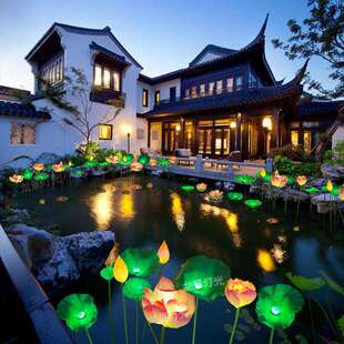 春节荷花灯莲外水花灯池河荷花灯灯公景园景区装饰观灯户防水灯厂