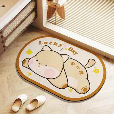 可爱浴室地垫卡通硅藻泥家用门口吸水速干防滑脚垫卫生间免洗地毯