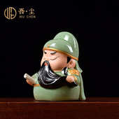 国潮陶瓷关公二爷家居玄关电视柜桌面摆件Q版 饰品 武财神办公室装
