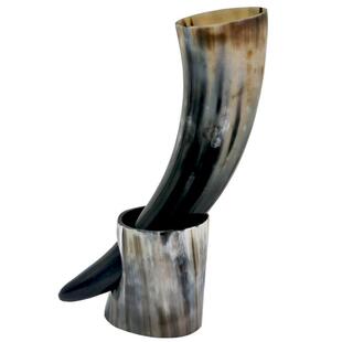 Handicrafts Home Real Viking Drinking Horn Mug with Stand Cu