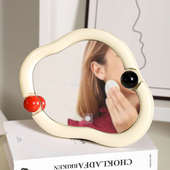 中古奶油风云朵梳妆镜高颜值法式 饰摆件 化妆镜子梳妆台卧室桌面装