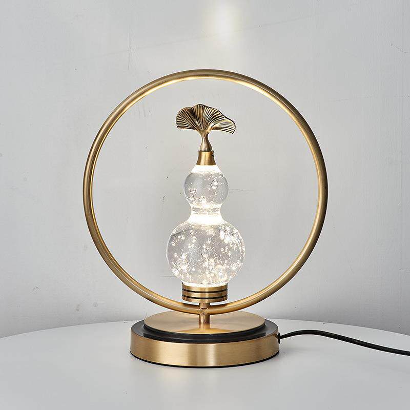 新中式创意全铜葫芦水晶台灯轻奢中国风民宿氛围客厅装饰卧室床头