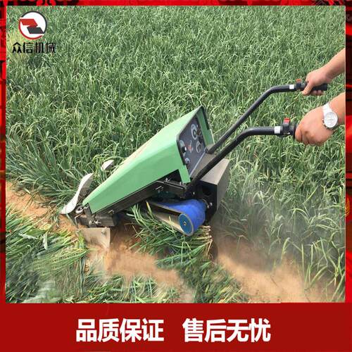 手推电动韭菜收割机 农用小型大棚机蒲公英收获机器单行留茬可调