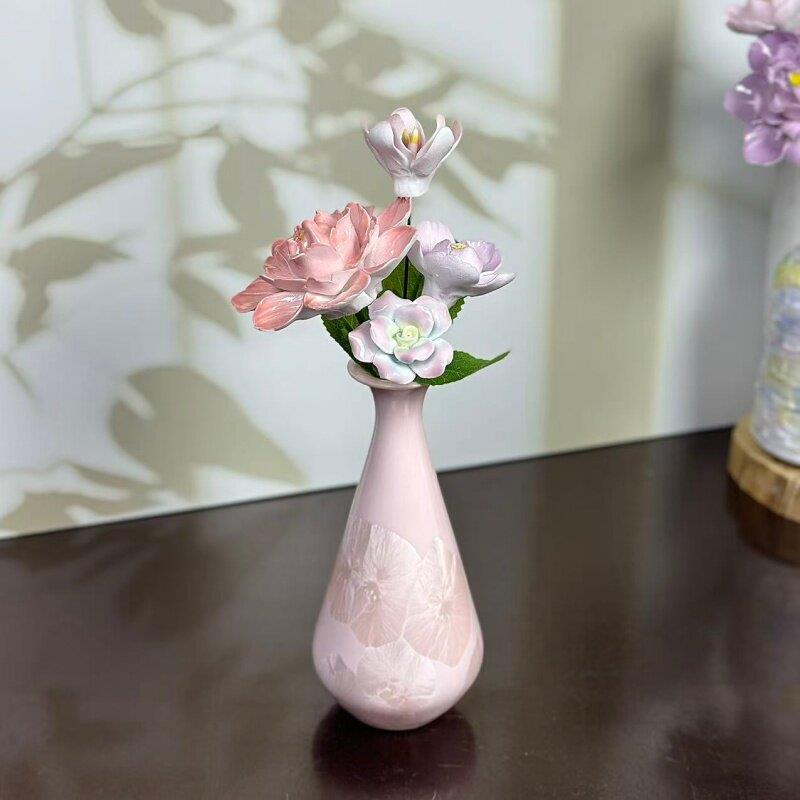 景德镇陶瓷花瓶插花粉色仿真大号牡丹花高级感餐桌客厅花瓶摆件