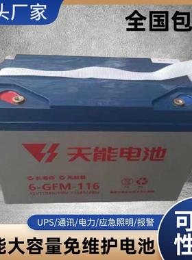 天能蓄电池6-GFM-116电动叉车三轮篷车专用免维护蓄电池12V116AH