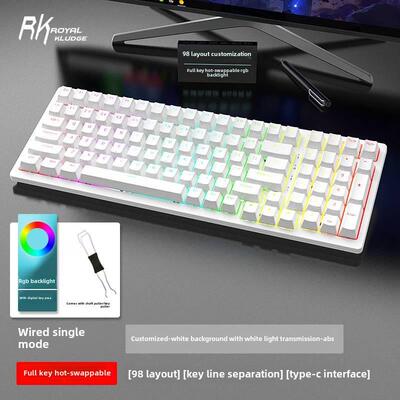 rk98机械键盘有线单模Rgb灯可热插拔100键98配置笔记本电脑桌面通
