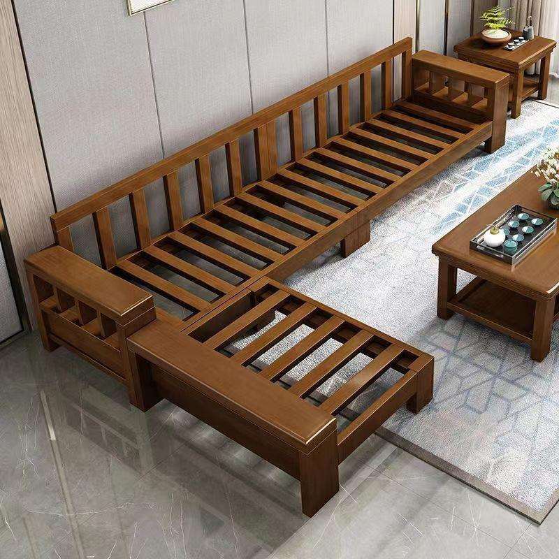 实木沙发中式客厅家具大小户型木加布储物高箱沙发组合