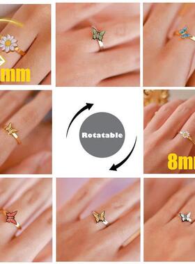10mm Anxiety Rings For Women Y2k Jewelry Rings Butterfly Dai