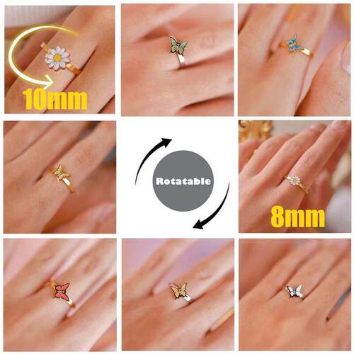 10mm Anxiety Rings For Women Y2k Jewelry Rings Butterfly Dai