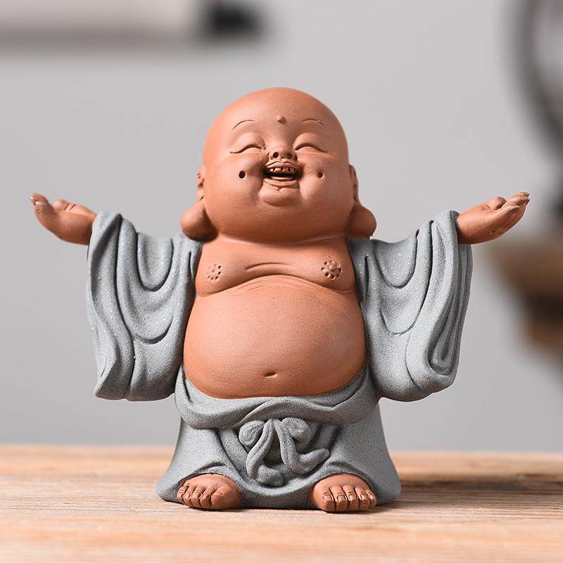 正品桌茶宠采砂弥勒摆件精佛品可养招财陶瓷办公室家具茶茶配件客