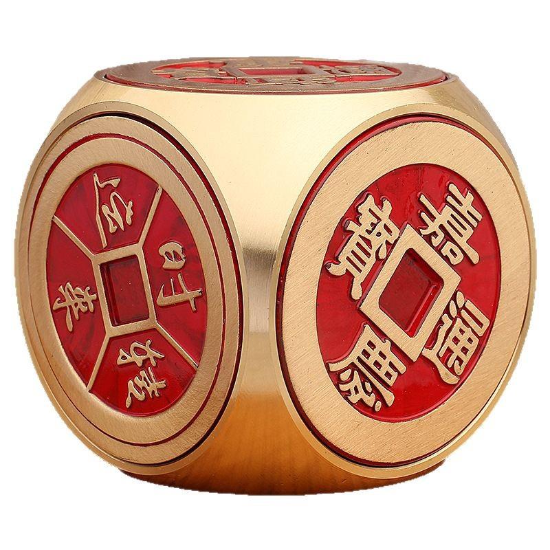黄铜红油超大号转转手把件时来运转纯铜摆件乾隆康熙嘉庆铜六面转
