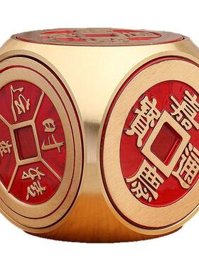 黄铜红油超大号转转手把件时来运转纯铜摆件乾隆康熙嘉庆铜六面转