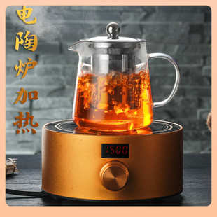 加厚茶水分离泡茶壶 高硼硅茶壶批发高硼硅耐热玻璃茶壶 透明家用