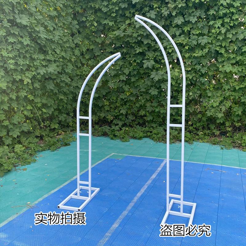 新款牛角羊角拱门铁艺绢花拱门架子弧形户外婚礼花架结婚专用图片