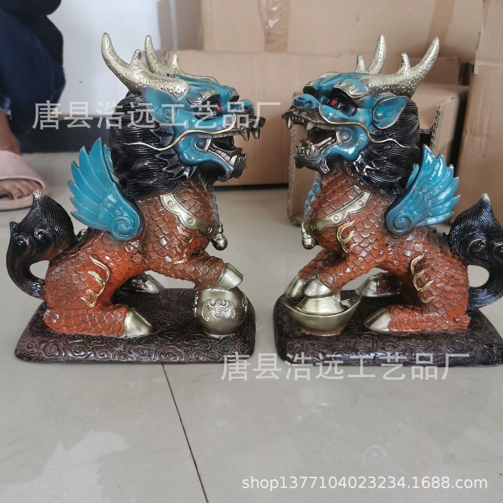 纯铜麒麟摆件一对铜送子麒麟工艺品 铸铜工艺品铸造铜器工艺品