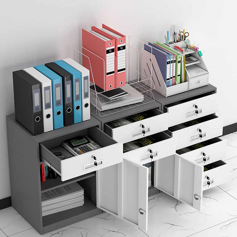 铁皮文件柜矮柜办公桌下活动柜带密码锁抽屉资料床头柜储物小柜子