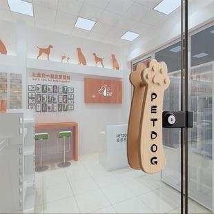 玻璃门拉手定制LOGO招财猫爪大气高门拉手可爱肯德基宠物商铺把柄