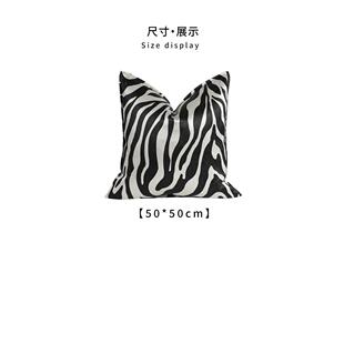 正品代简约轻设计奢师灰黑款色沙发客厅搭配斑马纹棕色系抱枕现靠