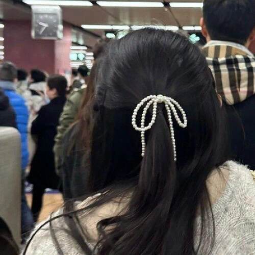 Artificial Pearl Bowtie Hair Clip Sweet Ballet Bowknot