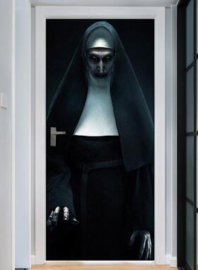 MT071 万圣节幽灵修女创意3d门贴个性木门家庭装饰墙贴纸翻新墙贴