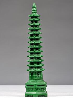 绿色木质文昌塔13层文昌塔十三层实木雕刻家居办公摆设送礼工艺品