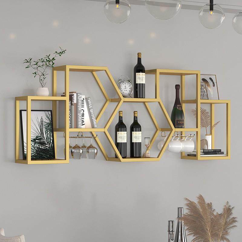 铁艺酒架置物架壁挂创意餐厅墙上书架装饰家用红酒柜杯架展示架子