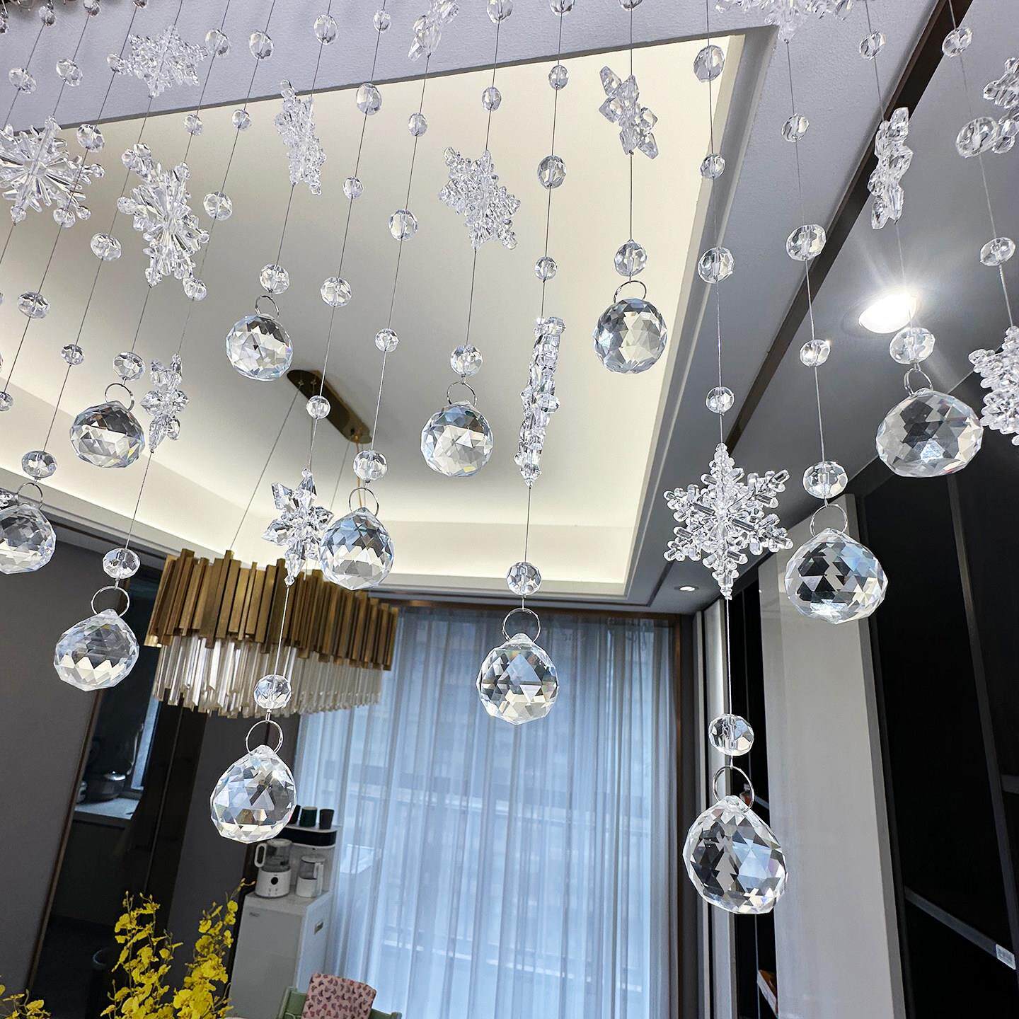水晶珠帘 雪花雨淋型隔断帘 客厅玄关餐厅过道免打孔装饰吊帘门帘