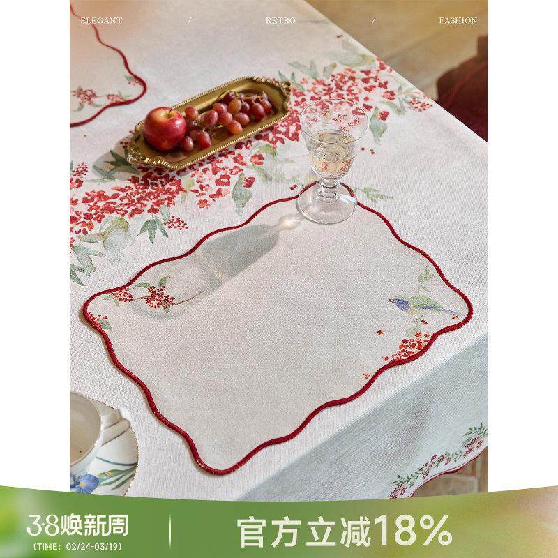蜡笔派月涧丹桂餐垫新中式西餐垫复古轻奢高级感客厅餐厅碗垫A